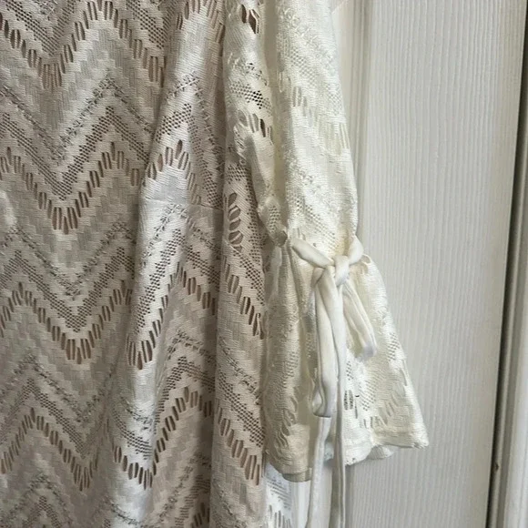 R&K Plus Size 18W Cream Lace Beige Lined Dress Women Stylish Cut EUC - Picture 3 of 5